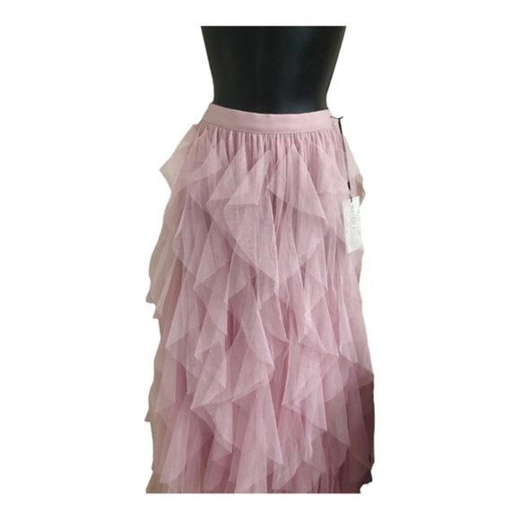 Beautiful pink ruffled chiffon princess tutu‎ banded waist maxi skirt size large - Picture 8 of 14